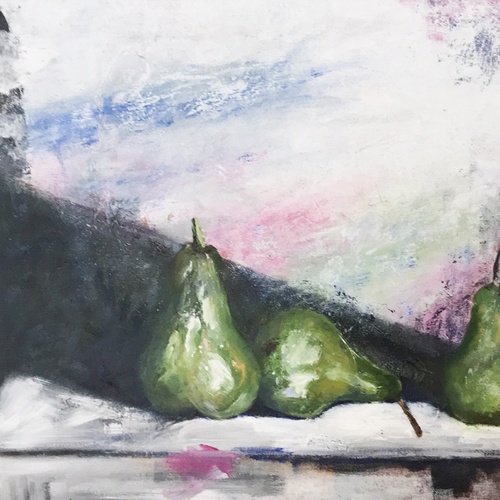 Still life painting of pears by Lois Winter